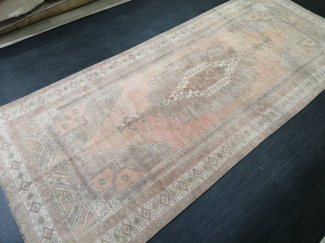 Turkish Runner Rug 4.9 x 11.7 Muted Vintage Runner Persian Hallway Runner Rug Kitchen Runner Rug Oriental Distressed Runner Muted  RUNNER