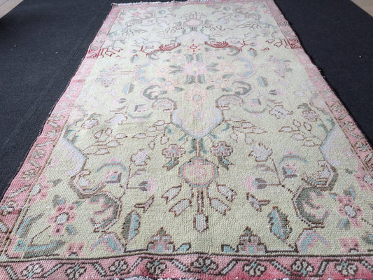 Vintage Turkish Rugs, Bathroom Rug, Living Room Rug, Vanity Rug, Vintage Oushak Rug, Handmade Rug, Natural Wool Rug, Hand Knotted Rug
