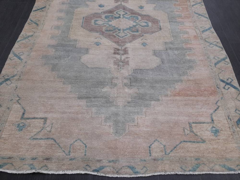 Vintage Wool Rug 5 x 10.8 Turkish Oushak Rug Muted Rug Muted Vintage Turkish Rug  Oriental Rug, Vintage Rug Soft Wool Rug