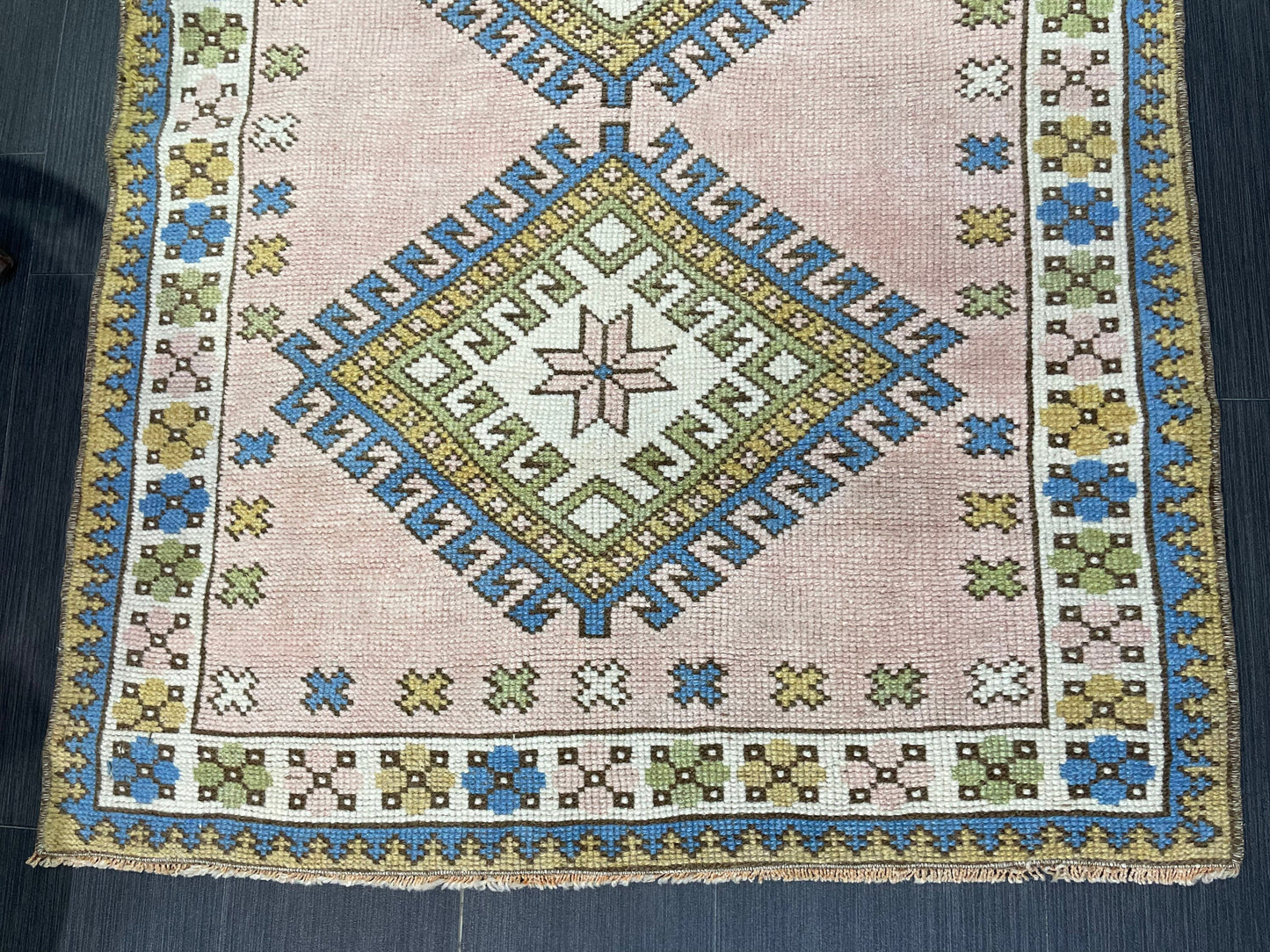 Vintage Rug, Handmade Rug, 3.3 x 4.4 Oushak Rug, Turkish Rug, Natural Wool Rug, Fun Rug, Persian Rug, Soft Wool Rug, wholesale Rug