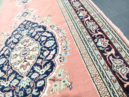 Oushak Runner Rug 3.2 x 14 Turkish Runner Rug Persian Vintage Runner Pink and Navy XL Hallway Runner Rug Stairs Runner Rug Extra Long Runner