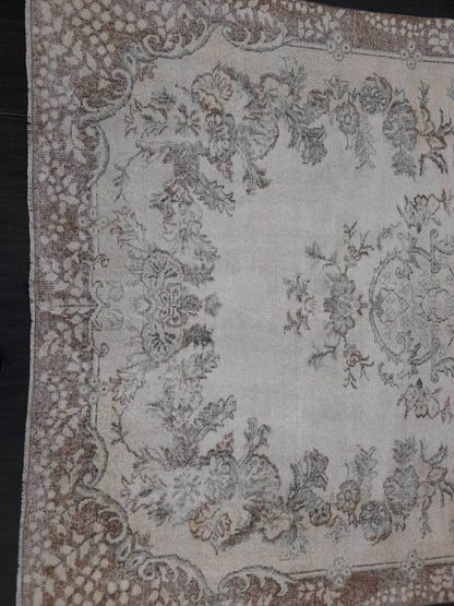 MUTED TURKISH RUG 6.4 x 10.3 Oushak Rug Vintage Oushak Rug Vintage  Rug Wool Rug Hand Made Rug Vintage Persian Rug Vintage Oriental Rug