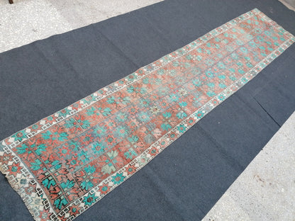 12x2'6 oushak turkish rug, vintage turkish rug,oushak vintage rug,vintage rug,kitchen rug, vintage anatolian rug,unique hand made patchwork