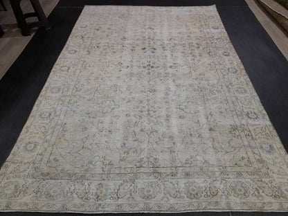 Vintage living room rug 6.5 x 9.4 Earth Tones Rug pastel rugs, Turkish Oushak Rugs, Vintage Rug Muted Distressed Rug Vintage Oushak Rug