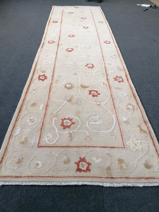 Muted soft colors rug 9'9x2'9 faded vintage napal rug, vintage rug,kitchen rug,vintage, unique hand made bohemian