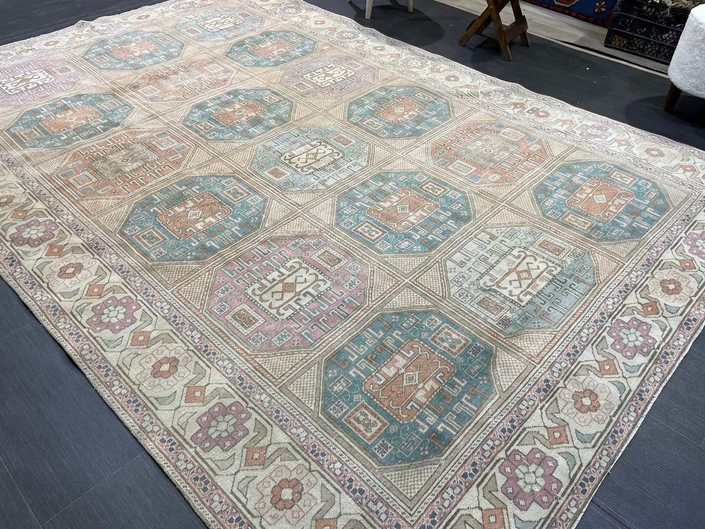 Antique Persian RUG, Turkish Oushak 6.5 x 9.6 Rug, Vintage Rug, Vintage Rug, Wool Muted Fine Knotted Rug, Handmade Rug,