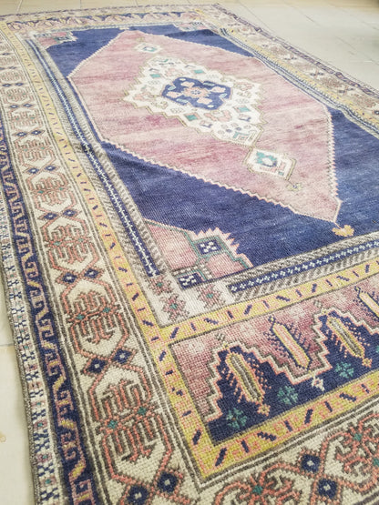 Oushak wool rug,turkish rug 4'9x8'5 vintage rug, unique hand made rug kitchen rug bohemian rug