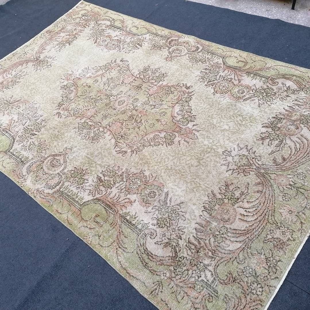 10'x6'6 large vintage rug, oushak turkish rug, floor rug, living room rug