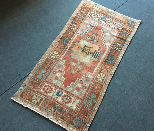 3x5 feet handmade turkish large aera rug, pastel natural color vintage brown rug, middle area kitchen rug, medium size bedroom floor rugs