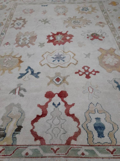 9x12 Vintage OUSHAK RUG Authentic TURKISH Oushak Rug Vintage Oushak Rug Wool Oriental Rug Hand Made Rug Hand Knotted Rug Turkish Natural Dye