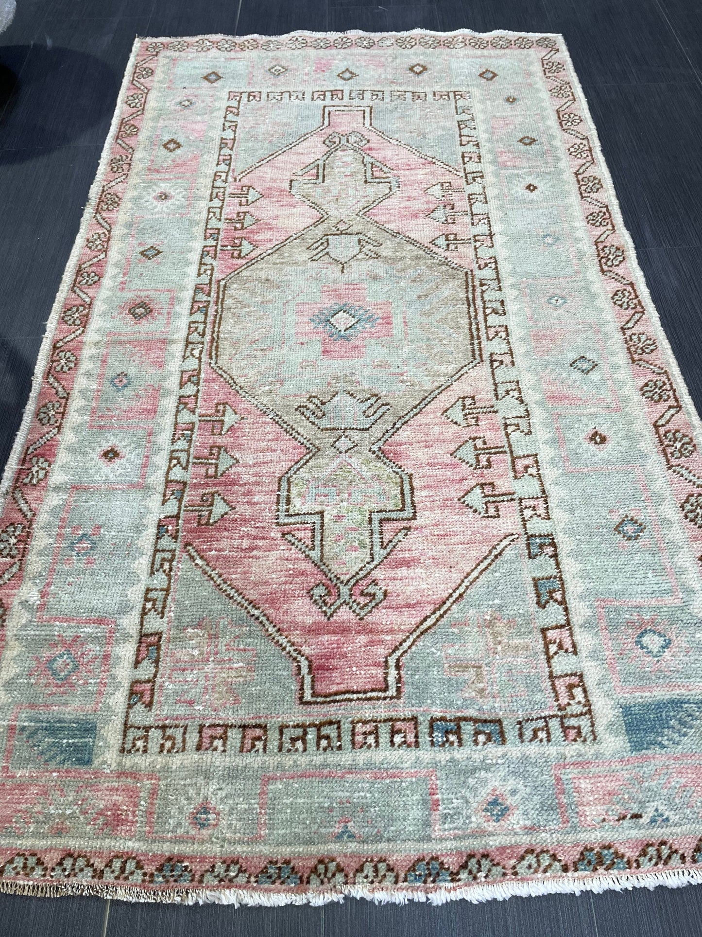 Handmade Rug, Hand Knotted 3x5.4 Rug, ShabbyChic Rug,Rustic Rug, OUSHAK Rug, Turkish Rug, Farmhouse Rug,Vintage Rug, Minimalist Rug