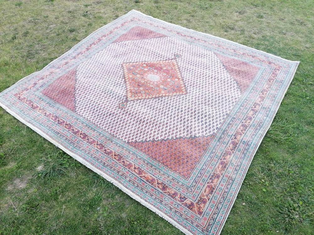 8x8 oushak wool rug, morracon rug, vintage hand made rug, living room rug kitchen rug, vintage bohemian rug