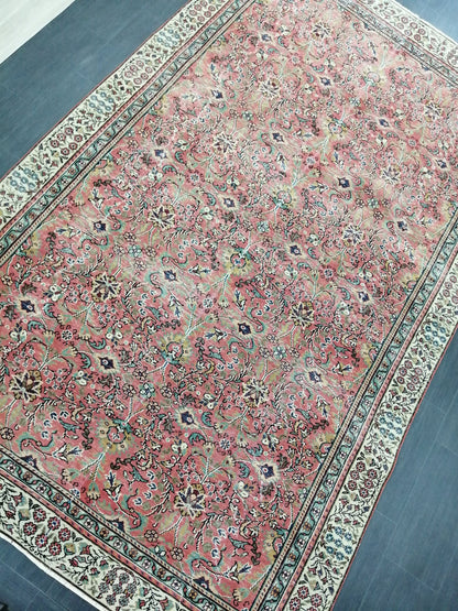 Floral OUSHAK RUG 10.2 x 6.2  TURKISH Rug Oriental Vintage Wool Rug Hand Made Rugs Vintage Turkish Rug