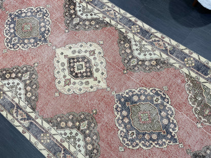 Wool Hand Knotted Runner Rug, Turkish 4.6 x 12.4 Runner Rug, Vintage Runner Rug, Hallway Runner Rug Kitchen Runner Rug, Oushak  Runner Rug