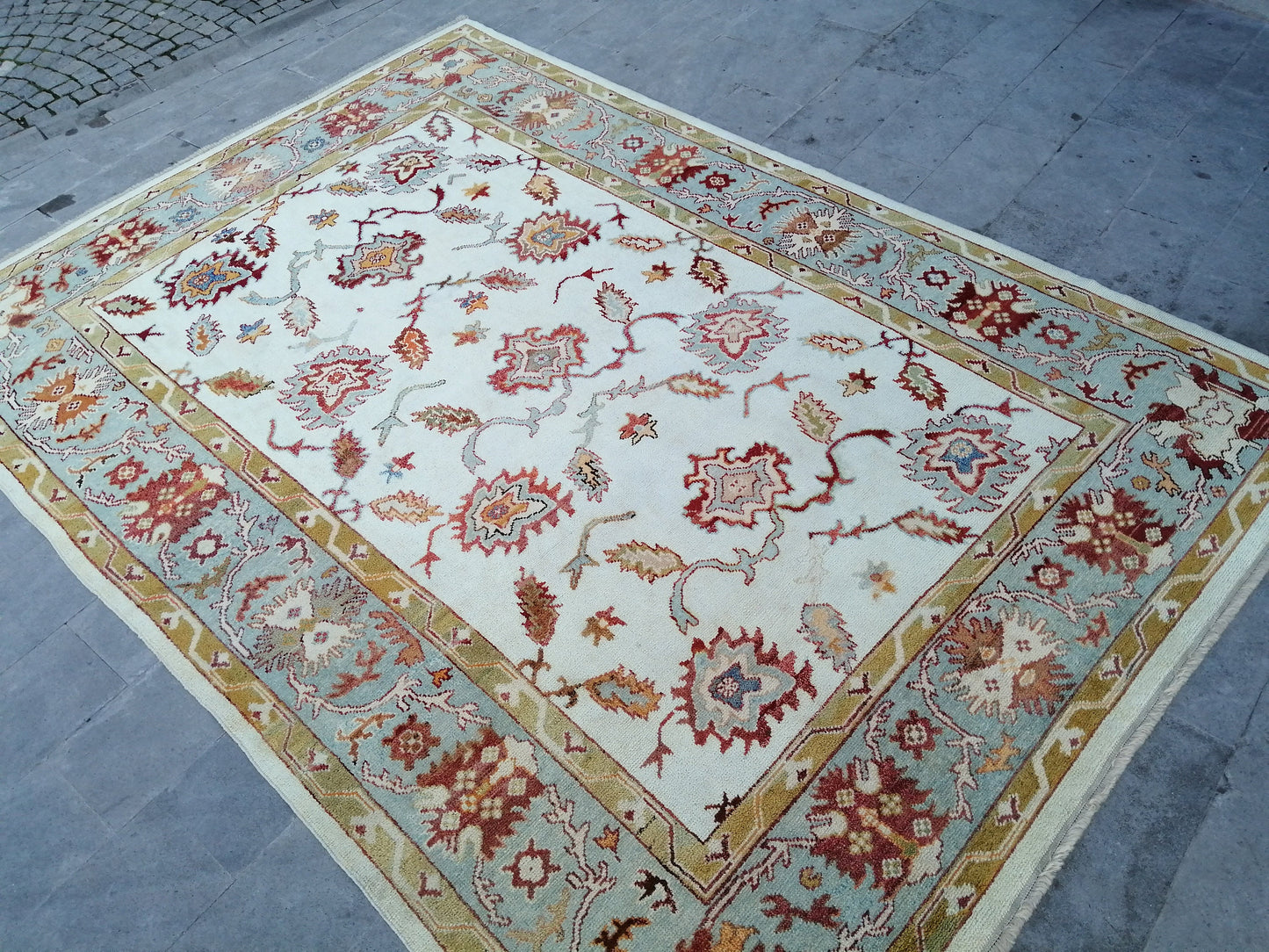 9 x 12.7 OUSHAK RUG, TURKISH Oushak Rug, Quality Wool Oushak  Rug, Rug, Wool Oushak Rug Hand Made Rugs Made In Turkey Oushak Rug 8x12 9x13