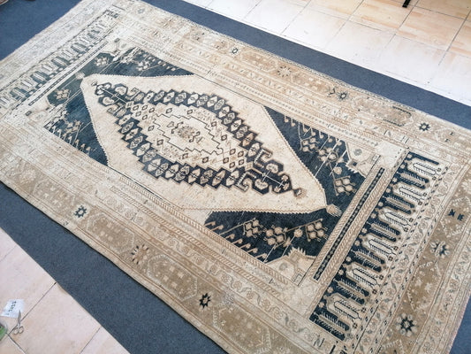 5.4 x 10.8 vintage turkish rug,oushak vintage rug,kitchen  rug,unique hand made