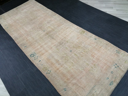 4.6 x 11.5 Muted Wool Runner Rug  Muted Oushak Runner Rug Turkish Runner Rug Vintage Runner Rug Hallway Runner Rug Kitchen Runner Rug
