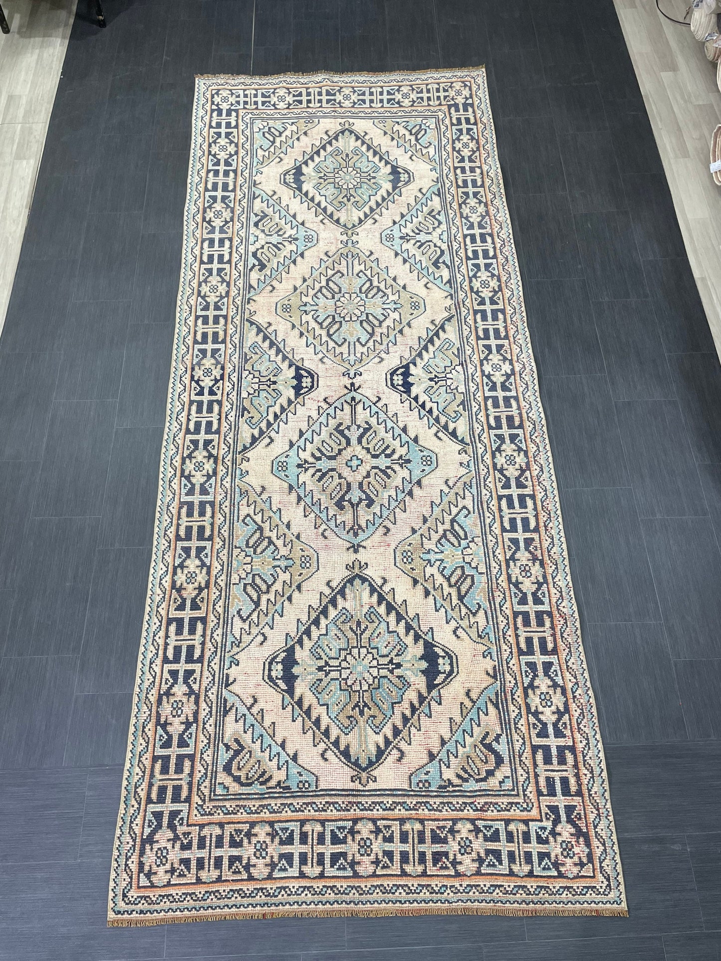 Turkish Runner 4.7 x 12 Oushak Runner Rug Rug Vintage Runner Rug Hallway Runner Rug Kitchen Runner Rug Wool Runner Handmade Runner Rug