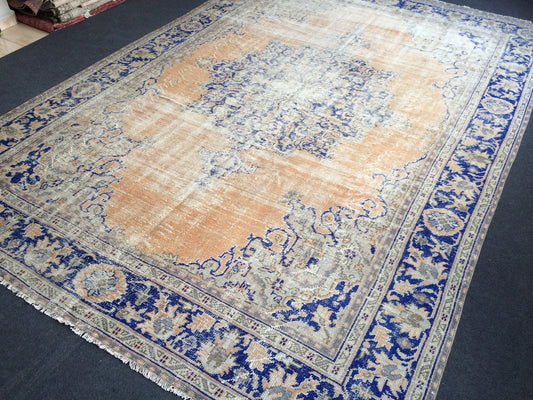 7.7 x 11 Large OUSHAK RUG TURKISH  Rug  Distressed   Rug Vintage Rug Wool Oushak Rug Hand Made Rug 8 by 11 Turkish Rug 8x11