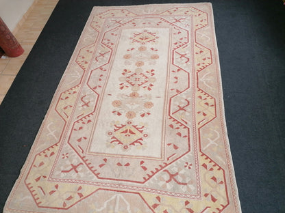 6.6 x 10.5 Muted soft colors rug , faded oushak rug, pastel turkish rug, rustic tribal rug retro style rug