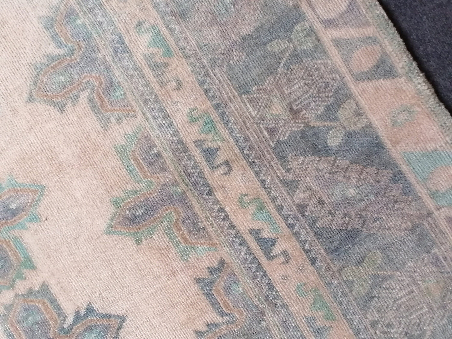 4'10x9 faded vintage turkish runner rug, oushak vintage rug,vintage anatolian rug,unique hand made bohemian