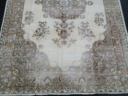 Vintage Rugs TURKISH HAND MADE Rugs   Vintage Turkish Rugs   Orienta Rug 7 x 10.4 Traditional Rug,  Vintage Persian Rug, Wool Rug