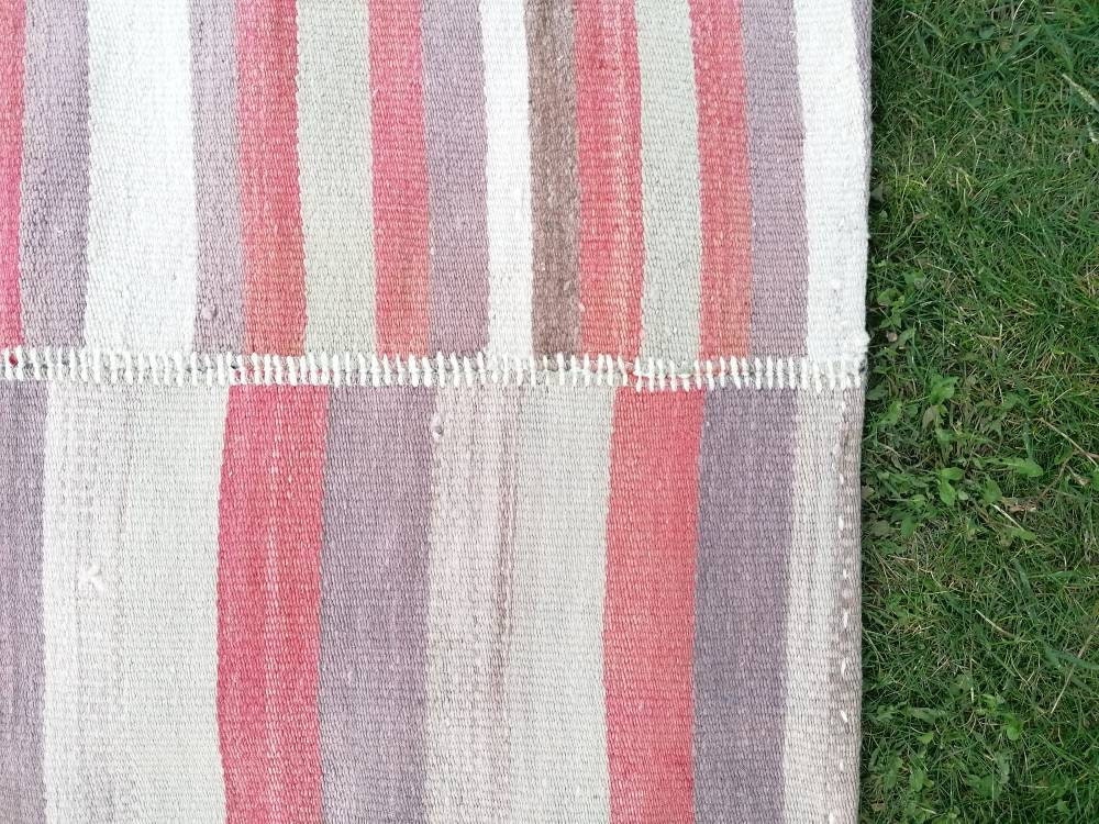 7x9.5 feet oversize wool kilim, pastel stripe rug, handmade rug living room, entryway turkish kilim rug, lounge area kilim rug, bigest kilim
