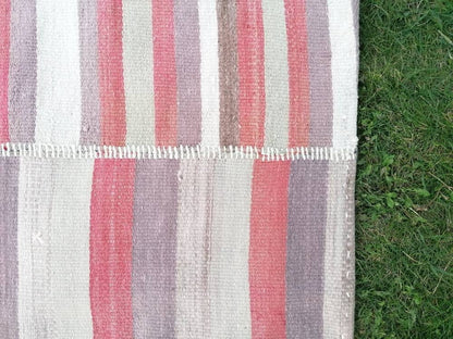 7x9.5 feet oversize wool kilim, pastel stripe rug, handmade rug living room, entryway turkish kilim rug, lounge area kilim rug, bigest kilim