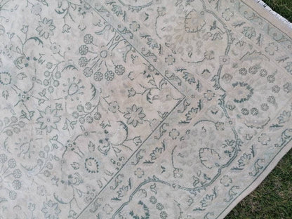 6'6x9'6 large morracon wool rug, oushak hand made rug,muted bohemian rug, living room rug