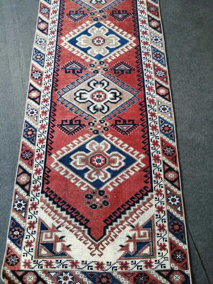 2.6 x 9.7 RUNNER Rugs, Oushak RUNNER Rug, Navy Blue Rug, Rug Runner, Turkish Rug, Oriental Runner Rug Fun Vintage Runner Rug Wool Runner Rug