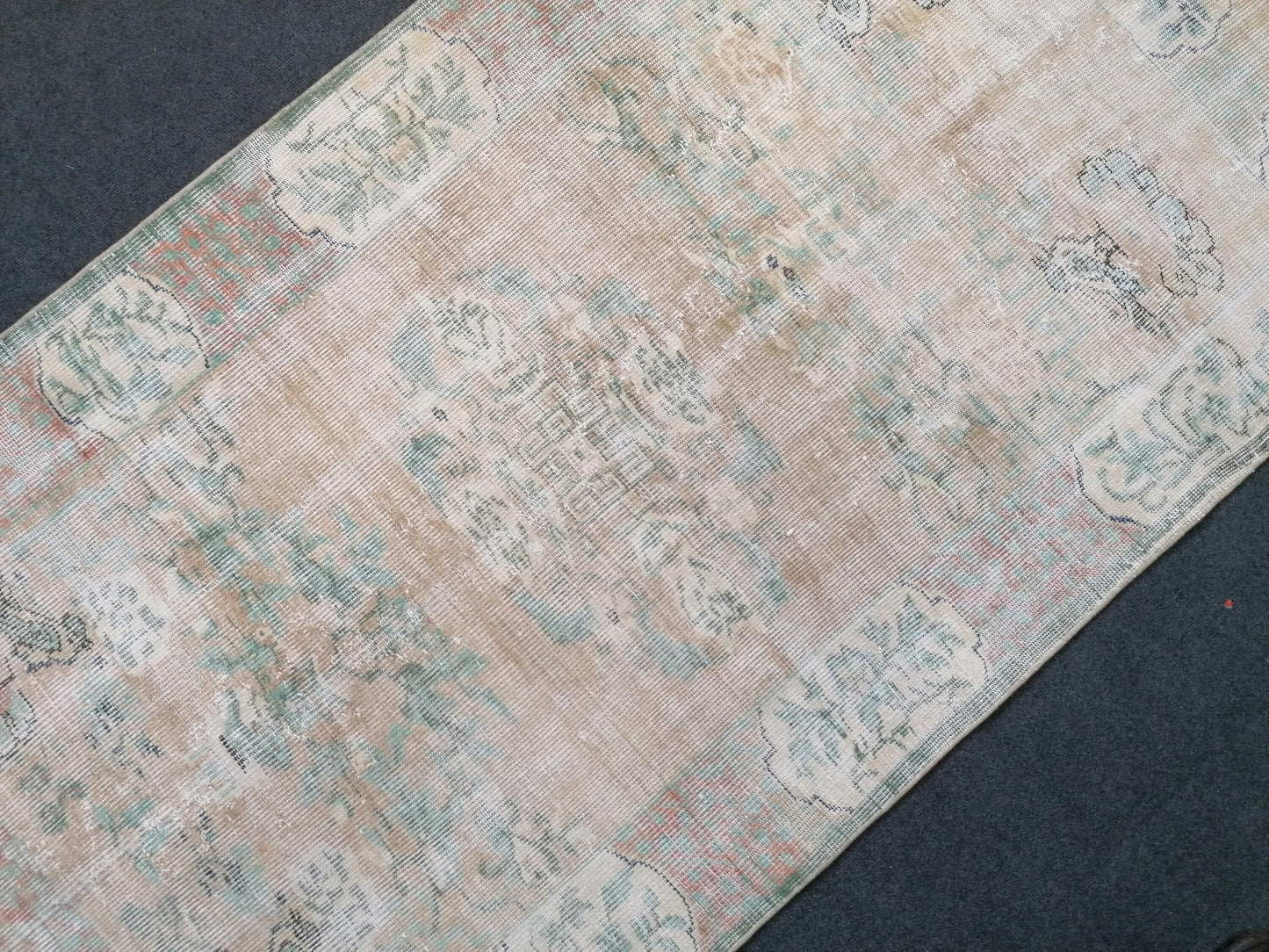 Muted distressed vintage rug 3'8x6'7 turkish rug, muted rug oushak rug floral rug oriental rug antique rug