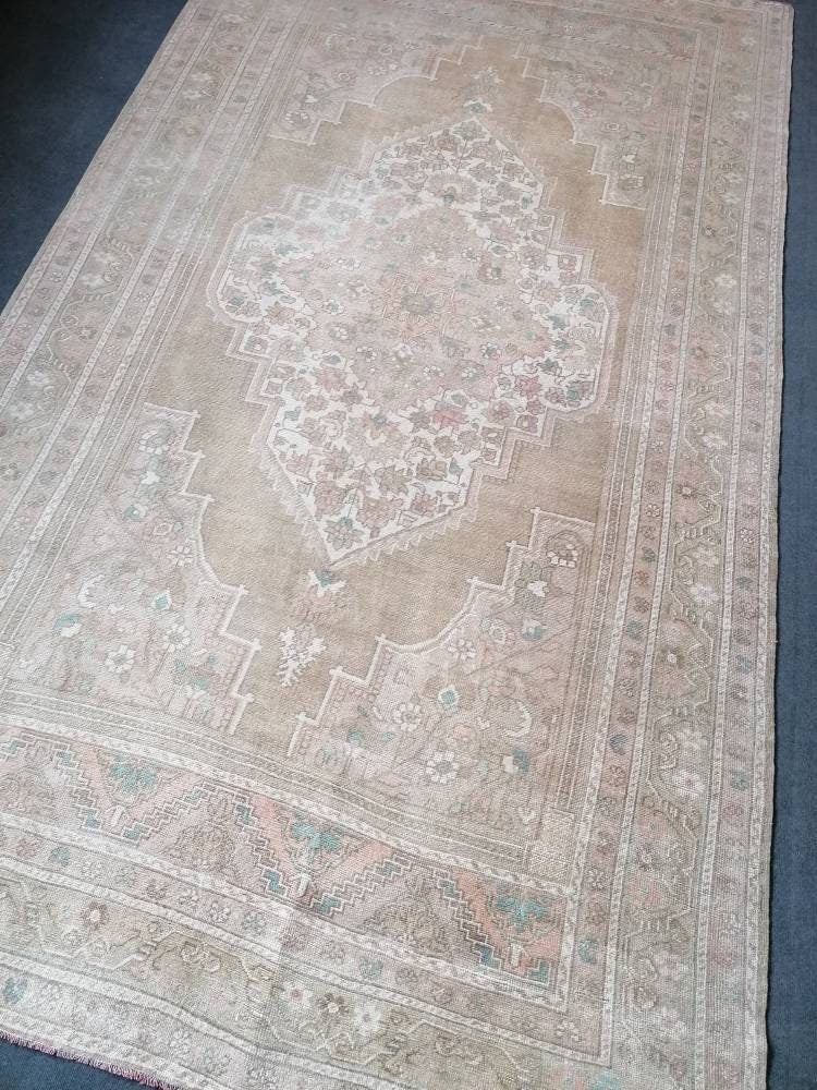 7x12'3 large oushak rug, pastel living room hand made rugs vintage turkish wool rug