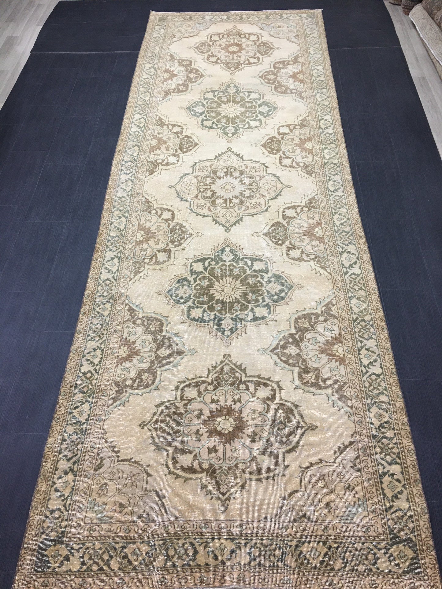 Vintage Runner Rug 4.8 x 14 Vintage Runner Hand Knotted TURKISH Runner Vintage Runner Distressed Vintage Persian Muted Runner Rug