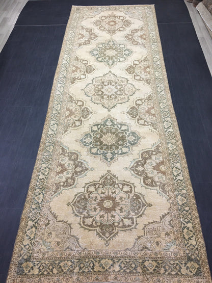 Vintage Runner Rug 4.8 x 14 Vintage Runner Hand Knotted TURKISH Runner Vintage Runner Distressed Vintage Persian Muted Runner Rug