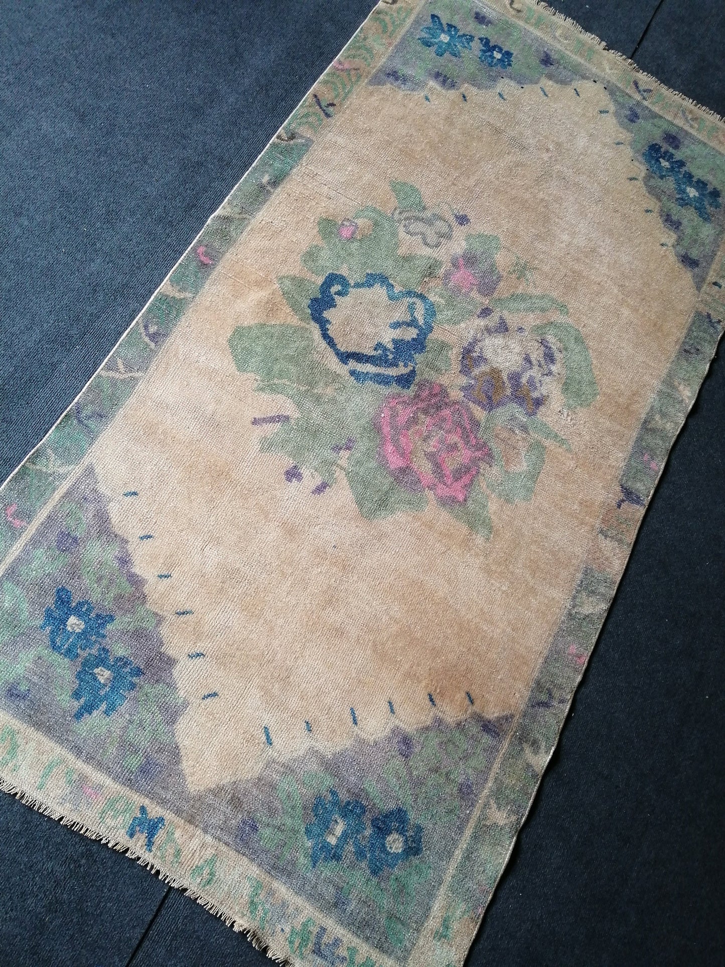 3.5 x 6.7 OUSHAK RUG TURKISH Oushak Rug Vintage Oushak Runner Rug Vintage Runner Rug Wool Oushak Rug Hand Made Rugs Vintage Turkish Rug 4x7