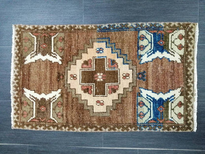 Muted Vintage Rug Small Rug Vintage  Rug Wool Oushak Rug Oriental Hand Made Rugs Small Vintage Turkish Rug