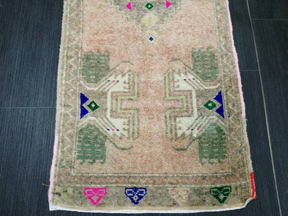 Turkish Rug Mini Rug Bathrooms Rug Vanity Rug Powder Room Rug Oushak Rug Persian Handmade Rug Oriental Vintage Rug