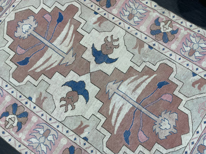 Vintage Rug 5.2 x 7.6 HANDMADE Rug Vintage Turkish Rugs Oushak Rug Pink Rug, Turkish Oushak Rug, Vintage Hand Knotted Rug, Wool Rug