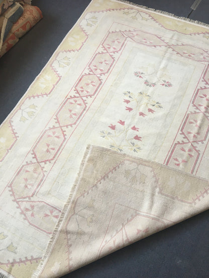 5x7 feet  muted turkish rug, pastel bohemian rug, vintage oushak rug, wool etnique rug, kitchen rug, living room rug, lounge area floor rugs