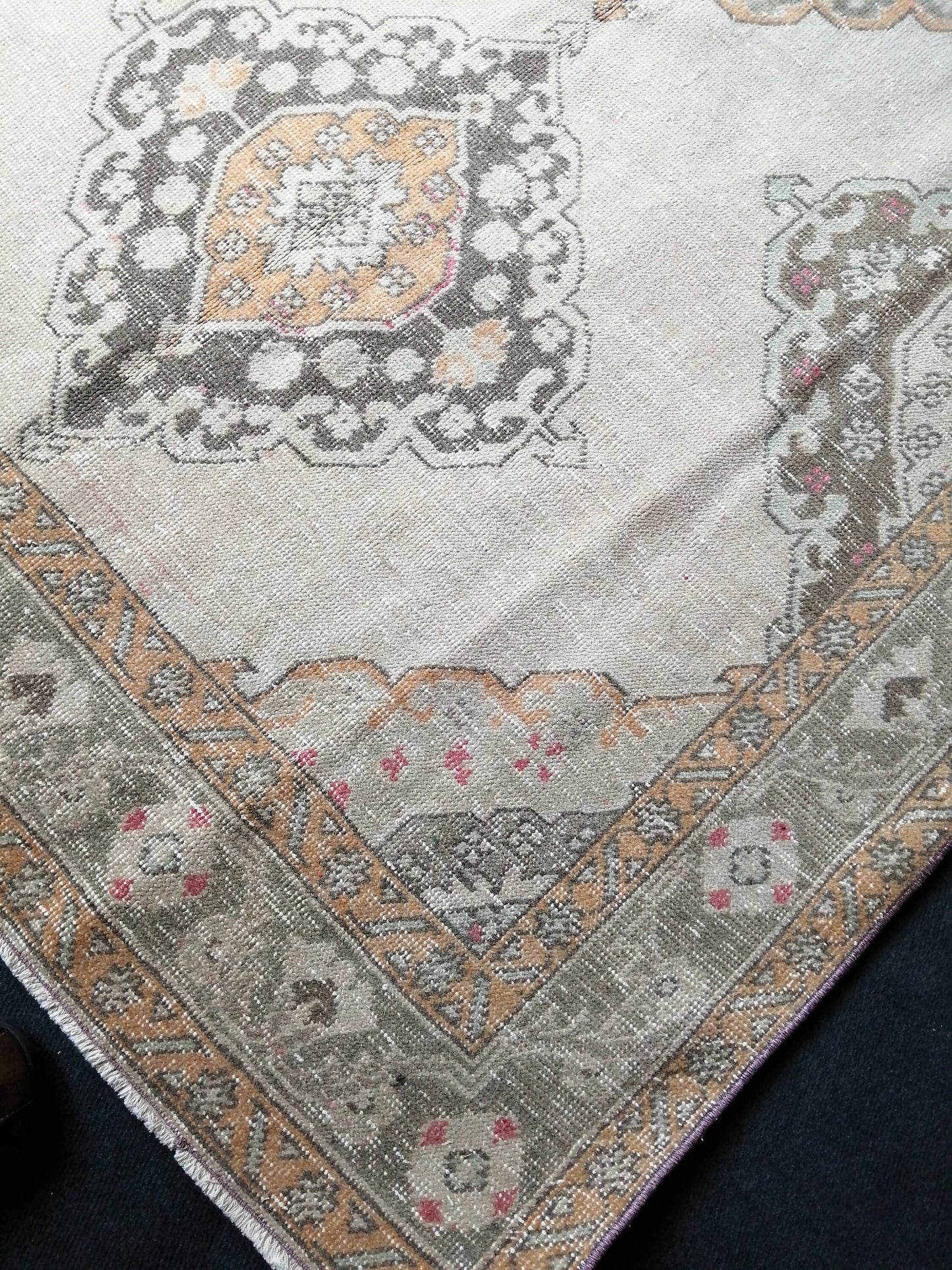 5 x 12.6 OUSHAK RUG TURKISH Muted Runner Rug Vintage Oushak Runner Rug Vintage Runner Rug Wool Oushak Rug Hand Made Rugs Vintage Turkish Rug