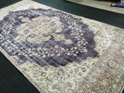 Purple Vintage Runner Rug 10.6.x 5.4  Hallway Runner Rug Kitchen Runner Rug Hand Made Wool Runner Rug Wool Oushak Runner Rug