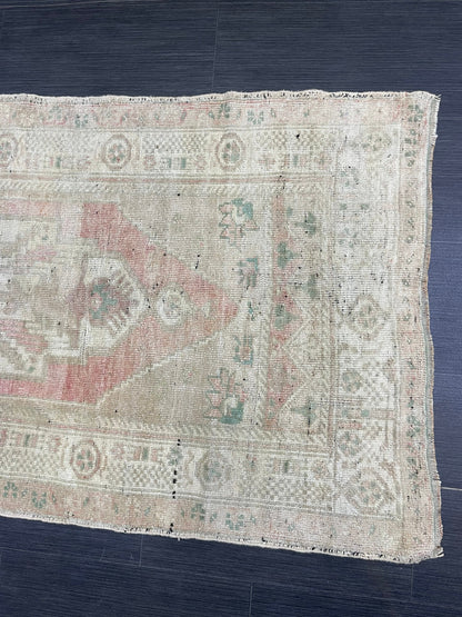 Vintage Turkish RUG, Muted Oushak Rug, 3 x 5.8 Vintage Rug, Antique Rug, Handmade Rug, Hand Knotted Rug Bohemian Rug Wool Rug