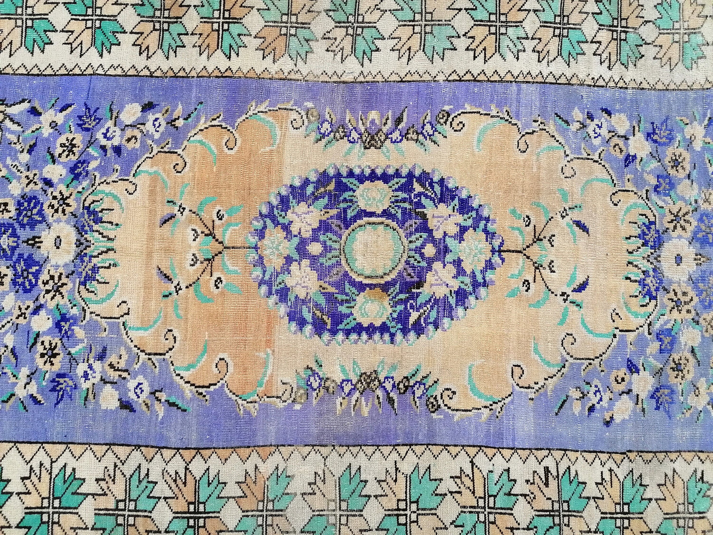 Oushak wool hand made rug, large purple vintage rug 5'7x8'7 turkish rug, green living room rug, vintage  bohemian rug