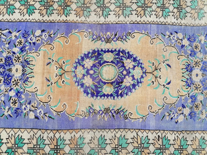 Oushak wool hand made rug, large purple vintage rug 5'7x8'7 turkish rug, green living room rug, vintage  bohemian rug