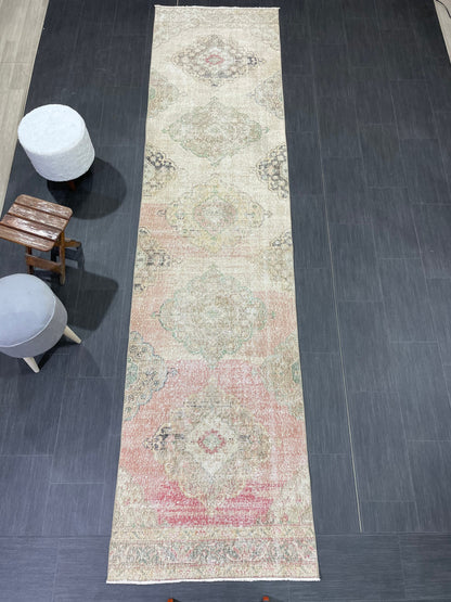 Handmade Runner RUG 3 x 12 TURKISH Oushak Rug Vintage Runner Rug Vintage Runner Rug Wool Oushak Rug Antique Rug Hand Knotted Rug
