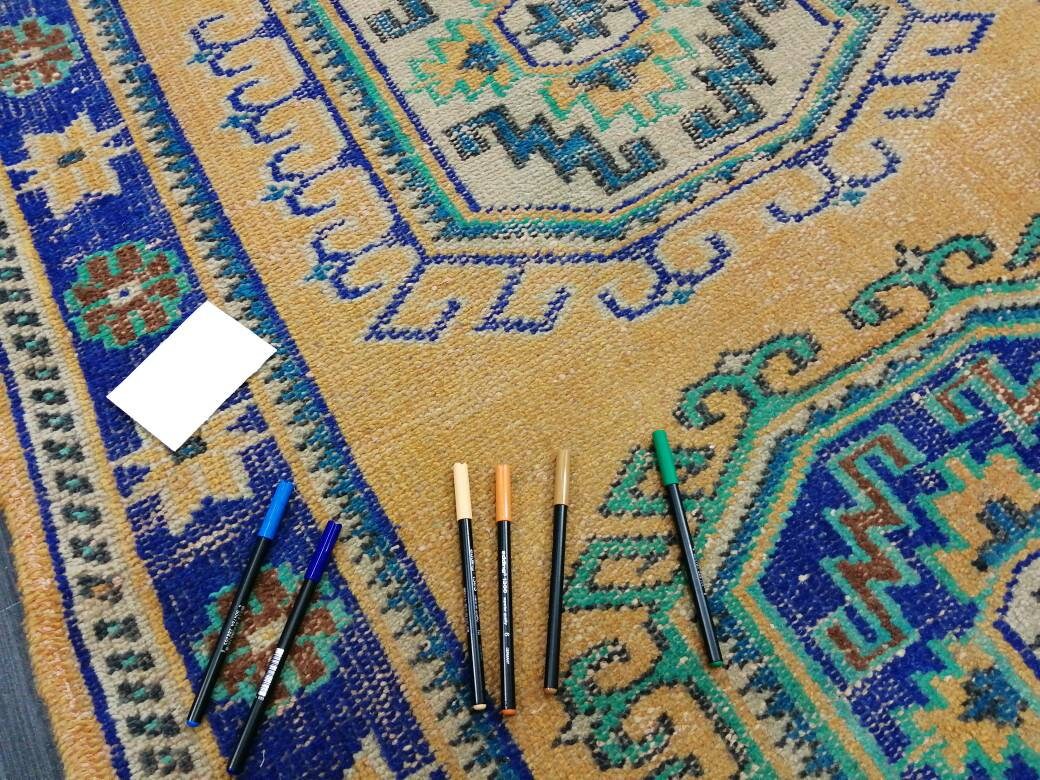 Vintage Runner Rug, 4 X 12.3 Muted Oushak Rug, Turkish Runner Rug , Yellow Persian Rug Runner Turkish Rug, Vintage Rug Oriental Rug 4x12