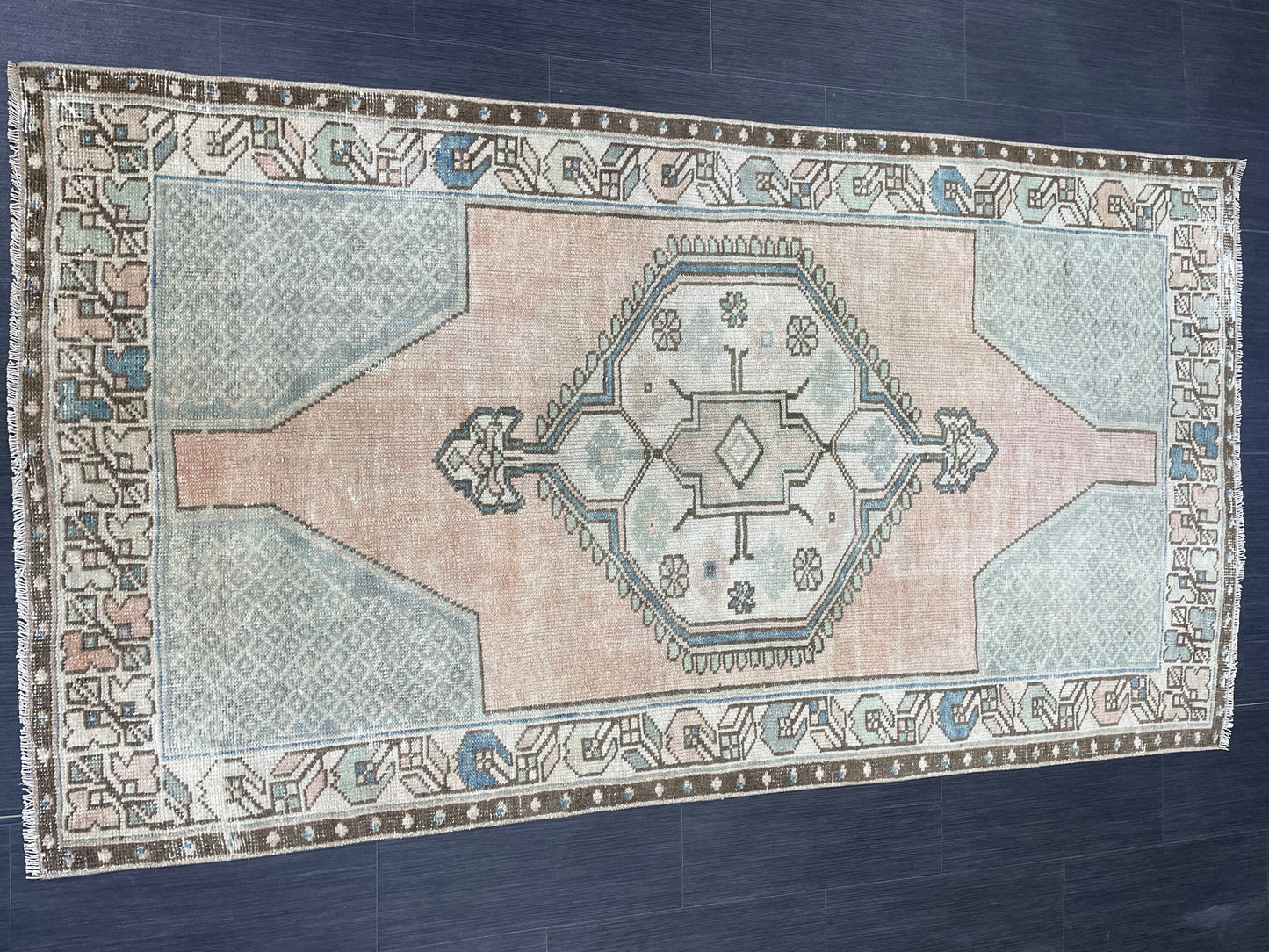 Handmade Rug, Hand Knotted 3.8 x 7 Rug, Oushak Rug, Rustic Rug, Bohemian Rug, Turkish Rug, Antique Rug, Vintage Rug, Wool rug