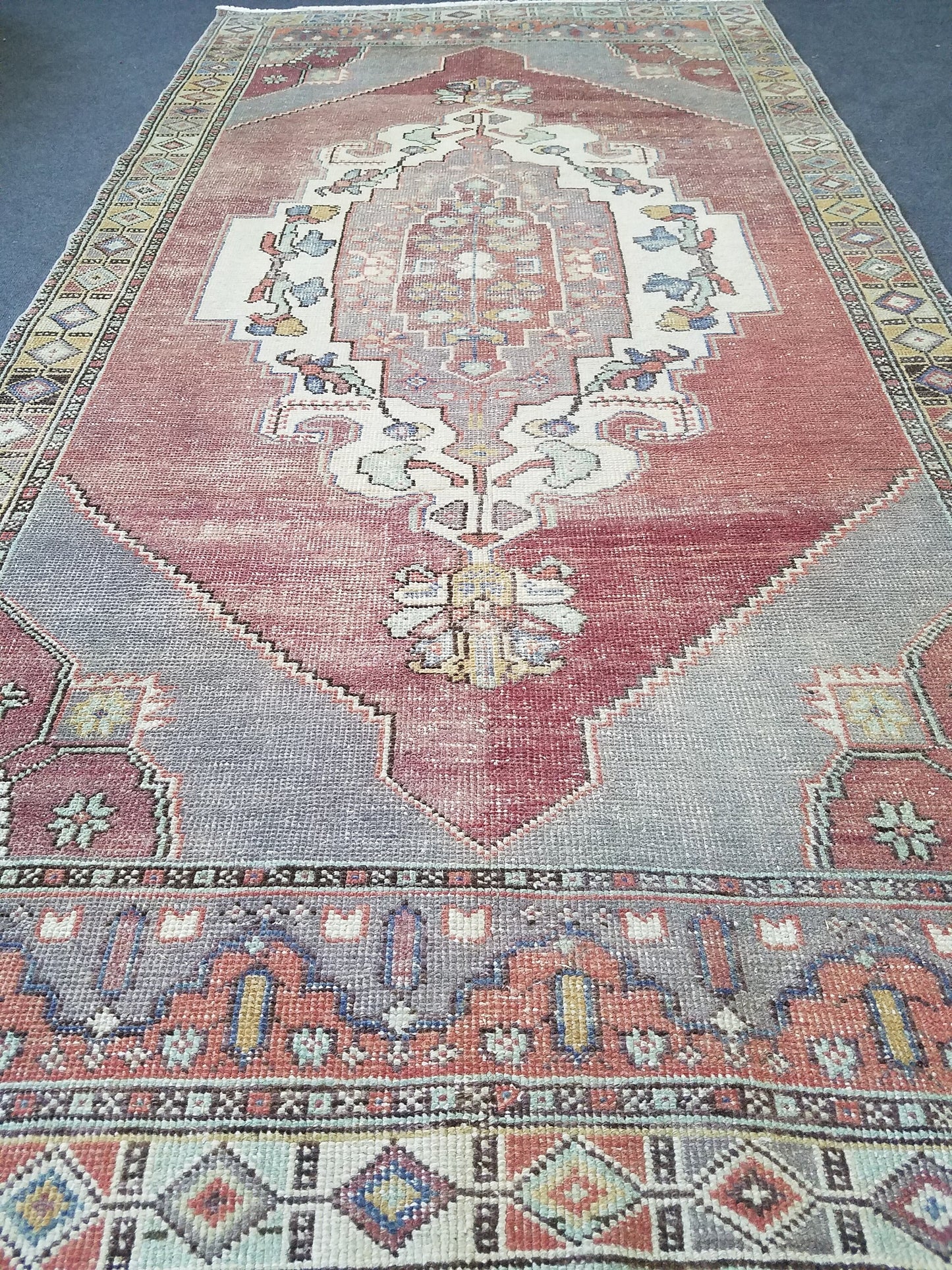 4.5 x 8.6 Turkish oushak rug, vintage rug, wool kitchen rug, Hand Knotted rug,