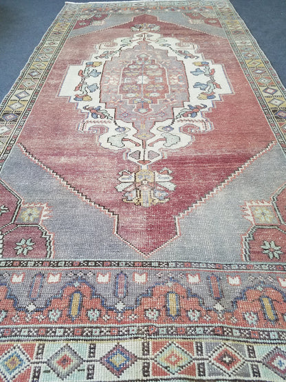4.5 x 8.6 Turkish oushak rug, vintage rug, wool kitchen rug, Hand Knotted rug,