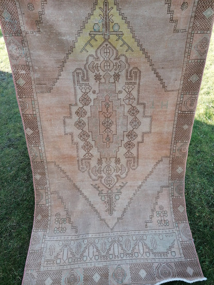3'4x6'2 vintage anatolian rug, turkish rug, oushak vintage wool rug